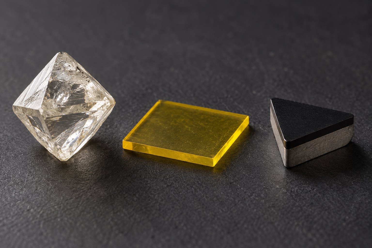Diamant naturel et MCD côte à côte, une pointe PCD au bout